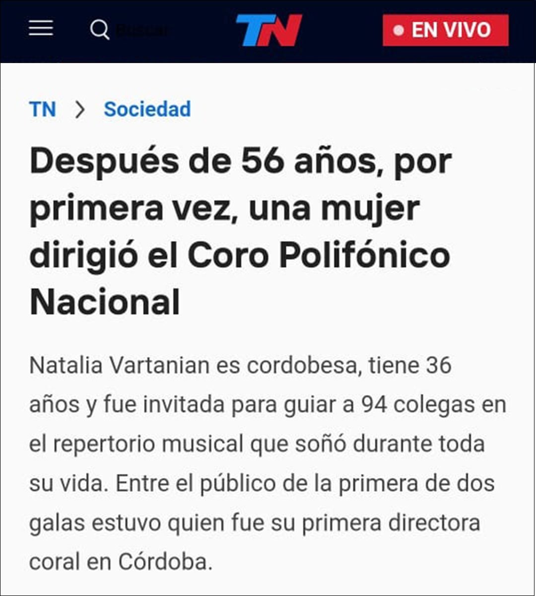 Noticia de TN